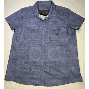Ariat Tek Women's Short Sleeve Shirt Size L Button Down Heat Series Blue